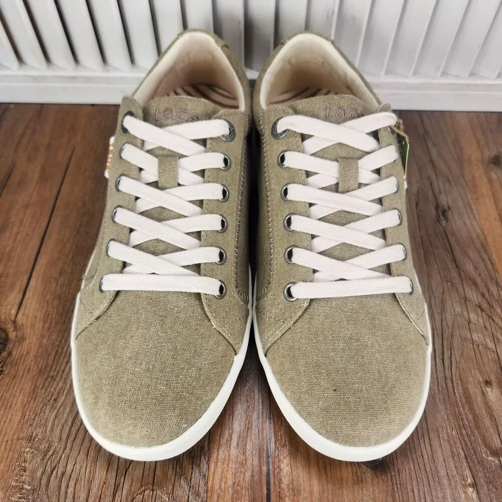 Taos Star Womens Size 8.5 Khaki Canvas Casual Everyday Lifestyle Sneakers Shoes
